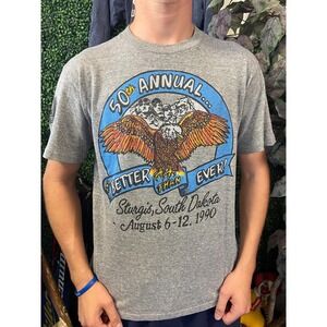 vtg 90s STURGIS ANNUAL MOTORCYCLE Shirt large // biker harley davidson 3D Emblem